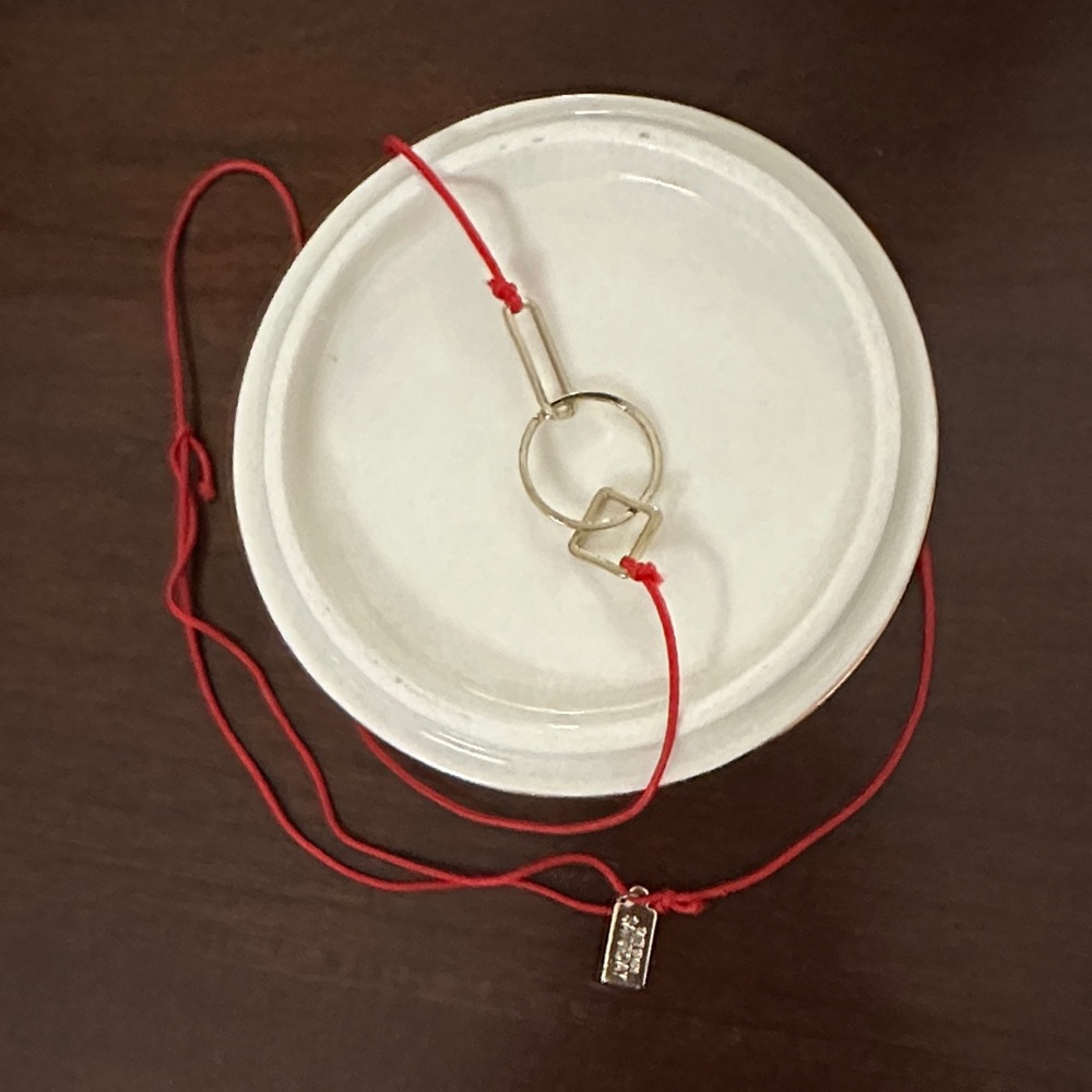 Kate Spade Saturday Red Cord Necklace with Brass Charm